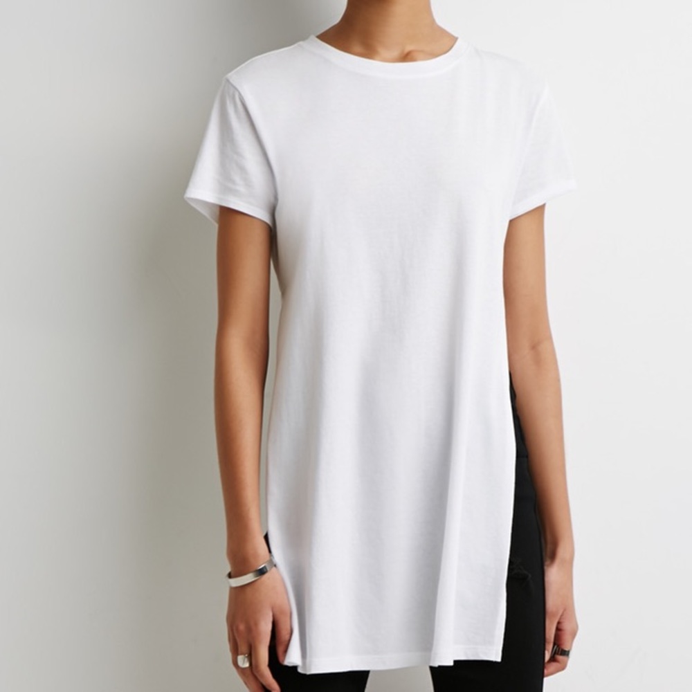 💥last chance💥White basic tunic both side slit